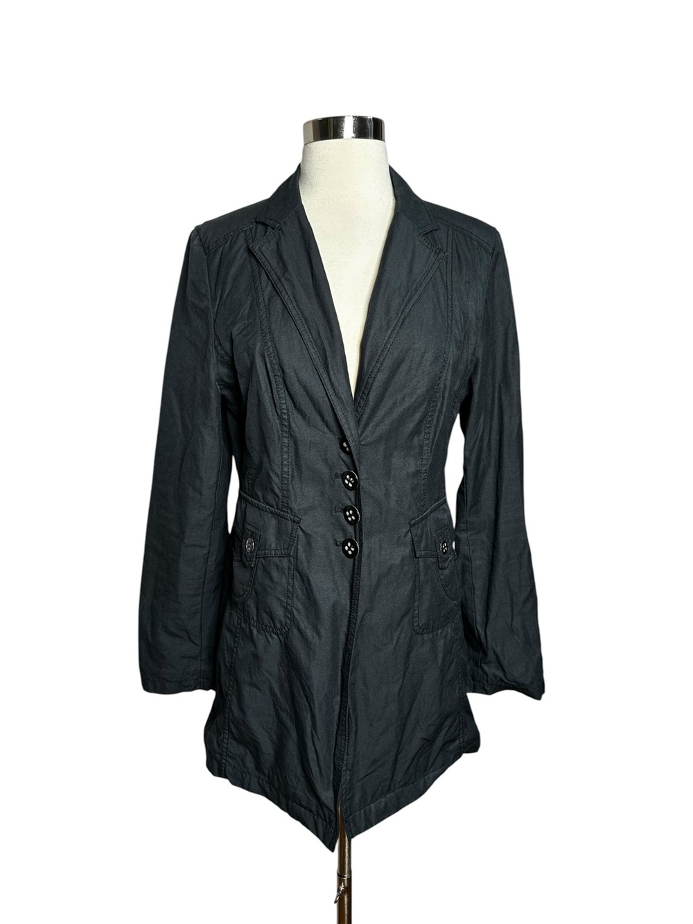 YORN Vintage Black Utility Blazer Jacket Euro 38 US M Tailored Utility Field Coa